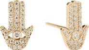 LANA Hamsa 14K Gold Diamond Stud Earrings