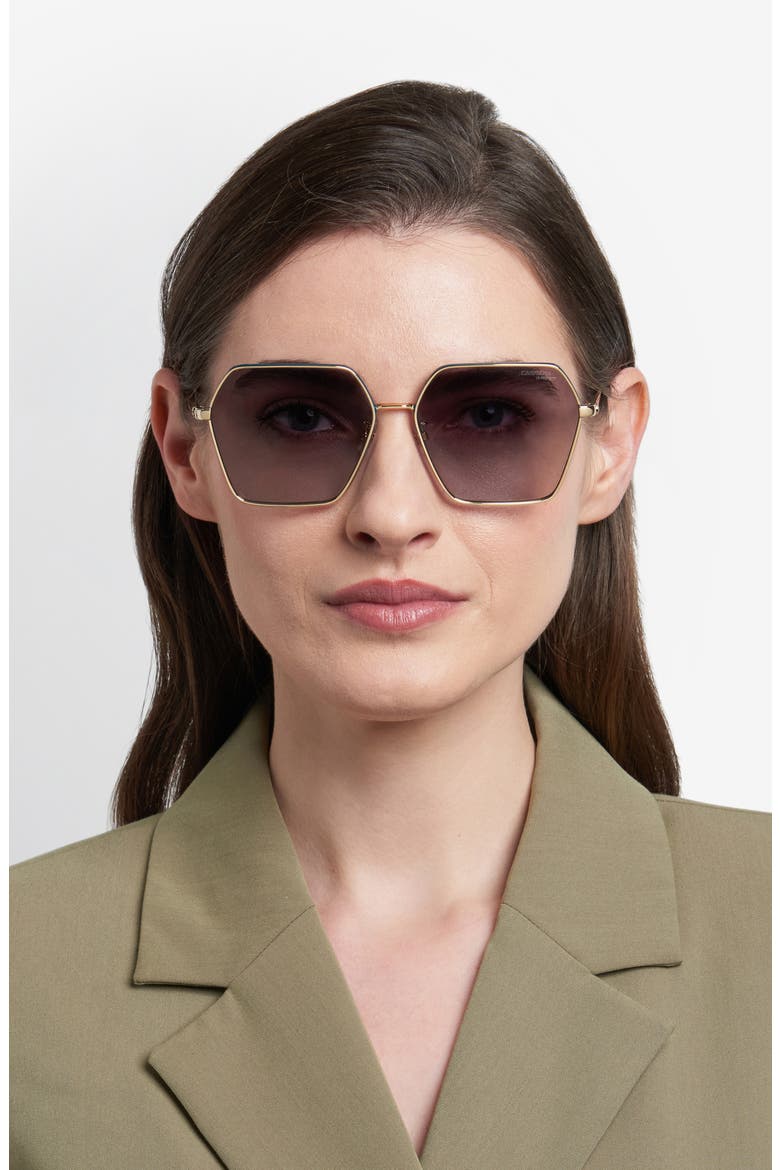 60mm Gradient Rectangular Sunglasses, Alternate, color, GOLD TEAL/ DARK GREY