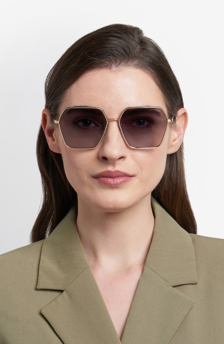 Carrera Eyewear 60mm Gradient Rectangular Sunglasses, Alternate, color, Gold Teal/ Dark Grey