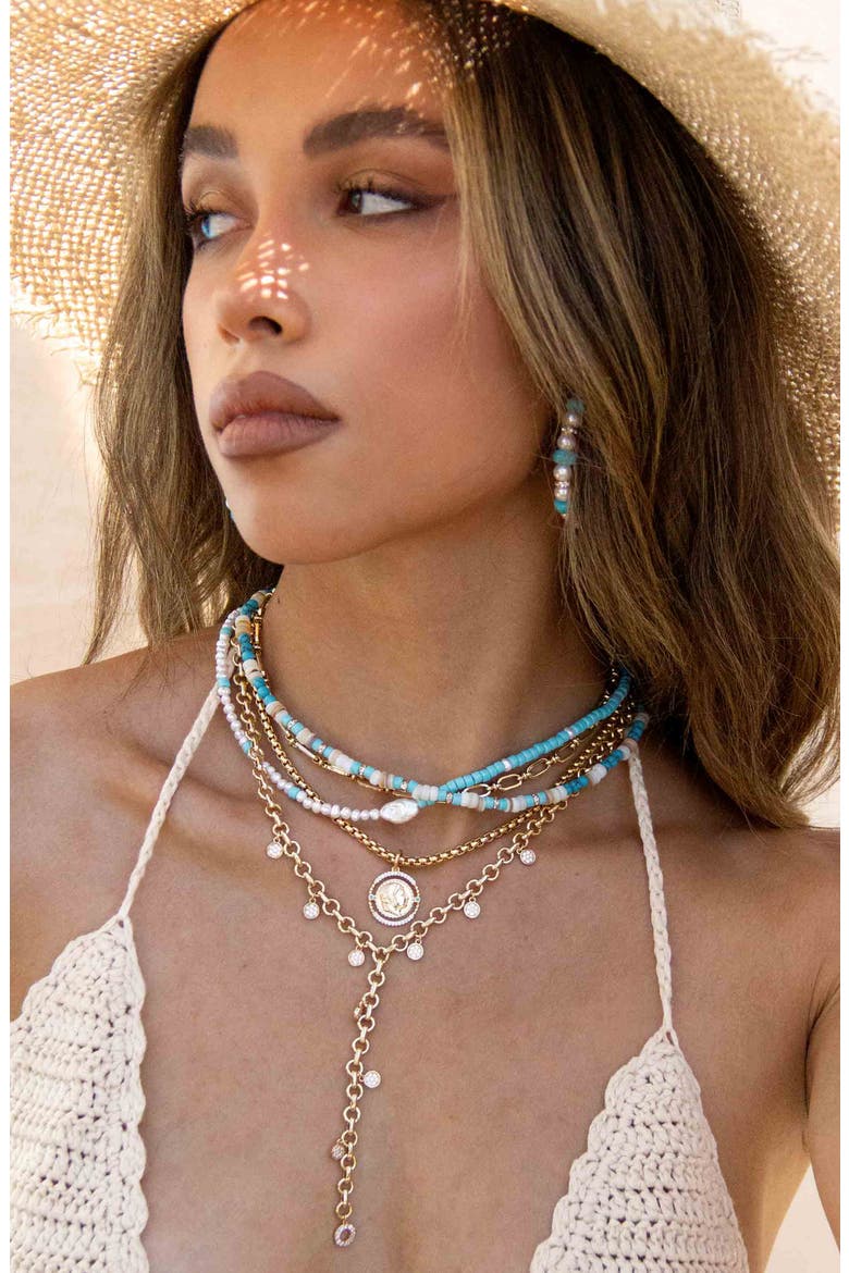 Genuine Pearl & Bead Necklace, Alternate, color, GOLD