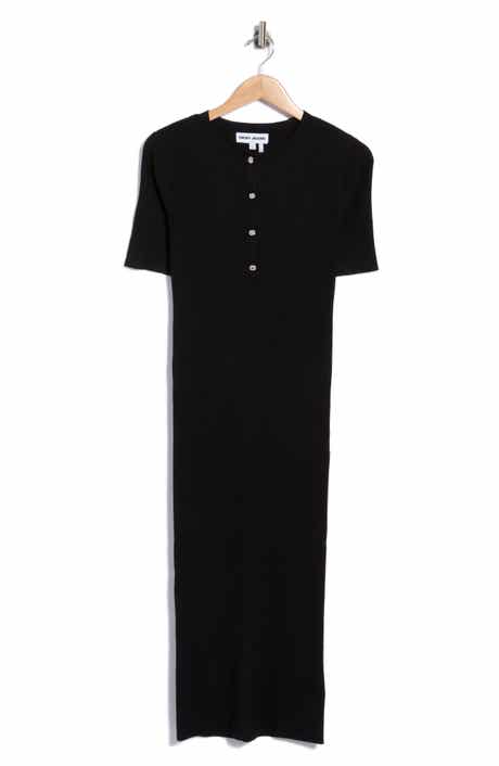 Ribbed Elbow Sleeve Midi Dress