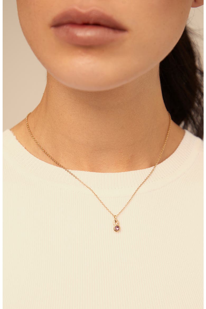 Gold Charm with Pink Crystal, Alternate, color, Gold