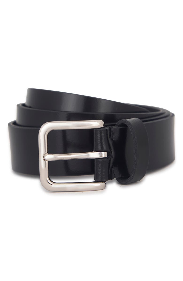 Vince Leather Belt, Main, color, Black/ Palladium