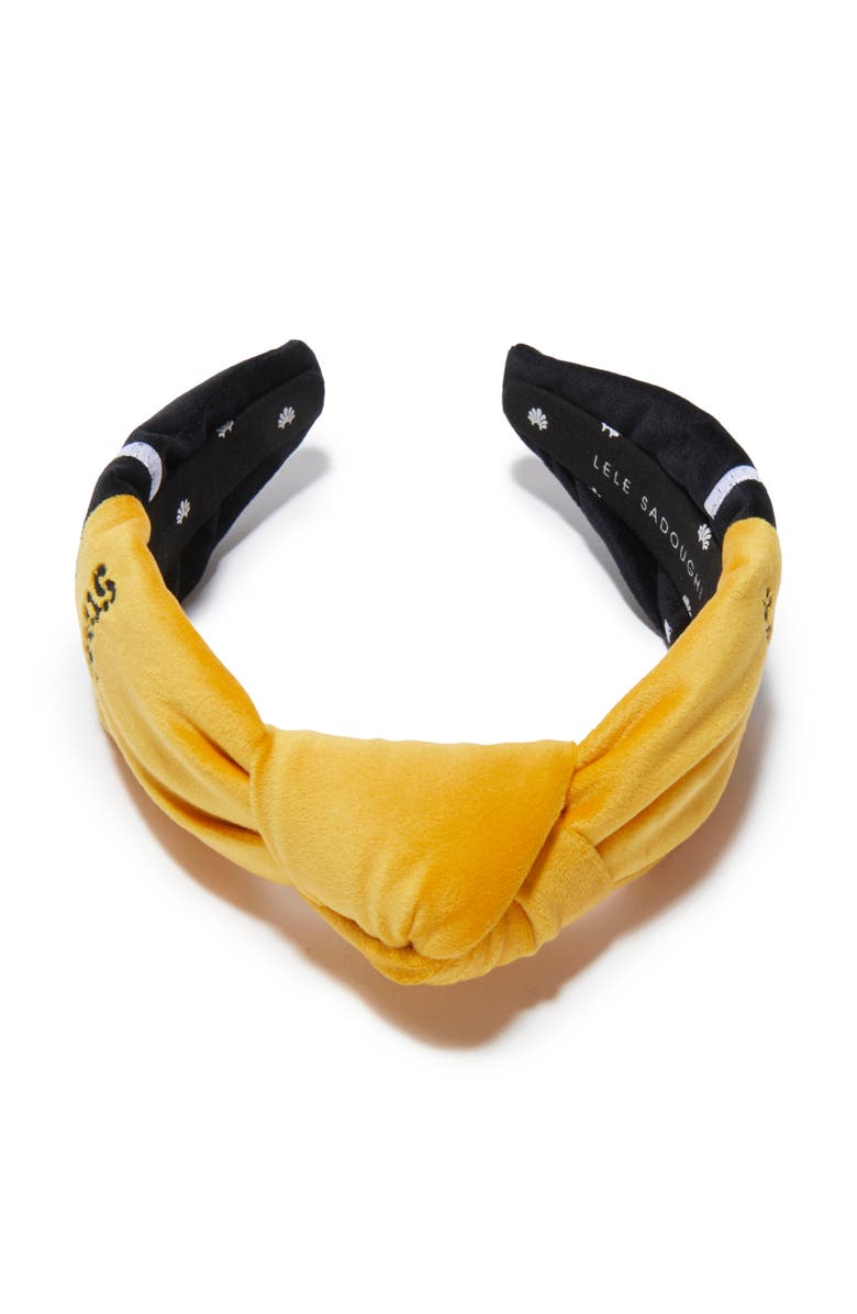 Lele Sadoughi Pittsburgh Steelers Embroidered Knotted Headband, Alternate, color, Steelers Gold 700