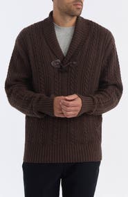 Hunter Shawl Collar Cable Knit Sweater