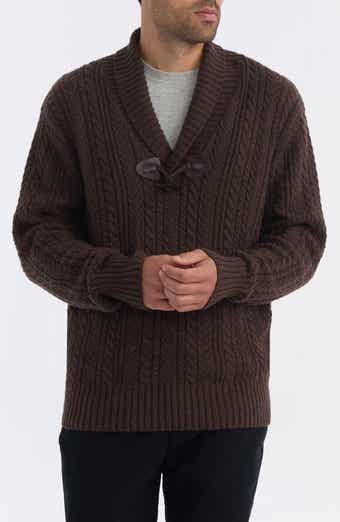 Hunter Shawl Collar Cable Knit Sweater