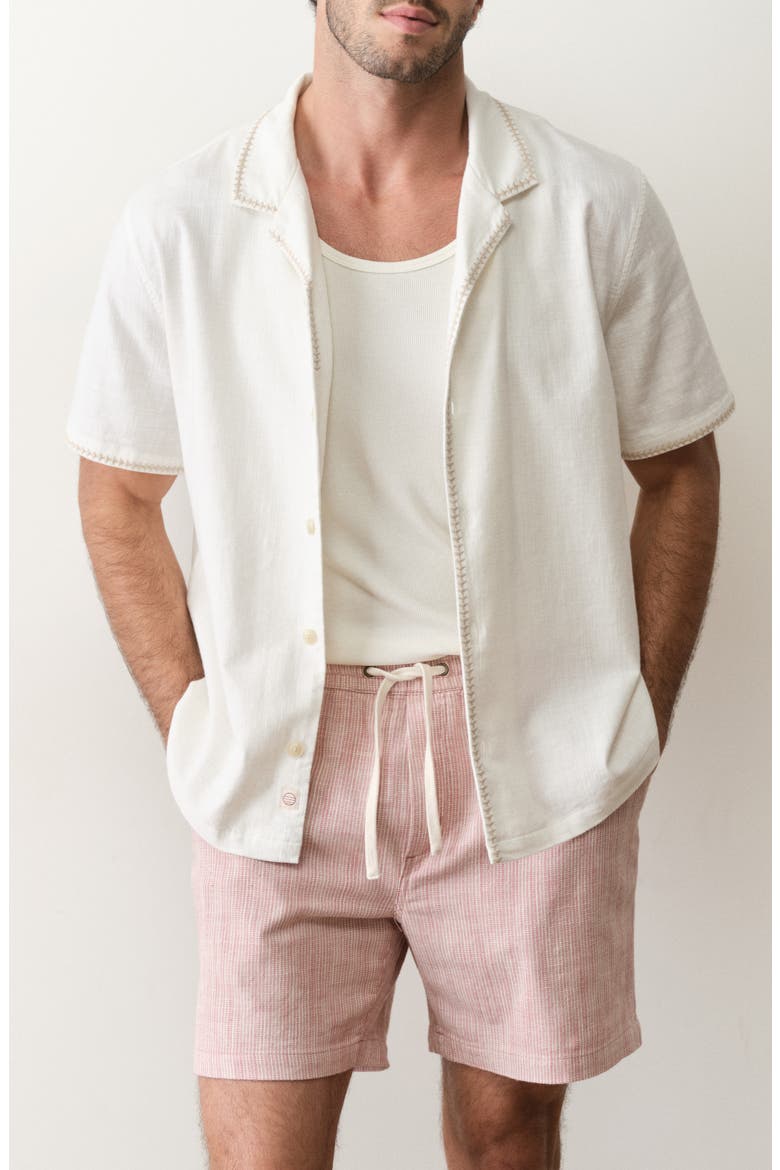 Embroidered Camp Shirt, Main, color, WHITE