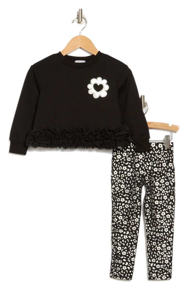 Flapdoodles Kids' Floral Ruffle Top & Leggings Set, Main, color, 