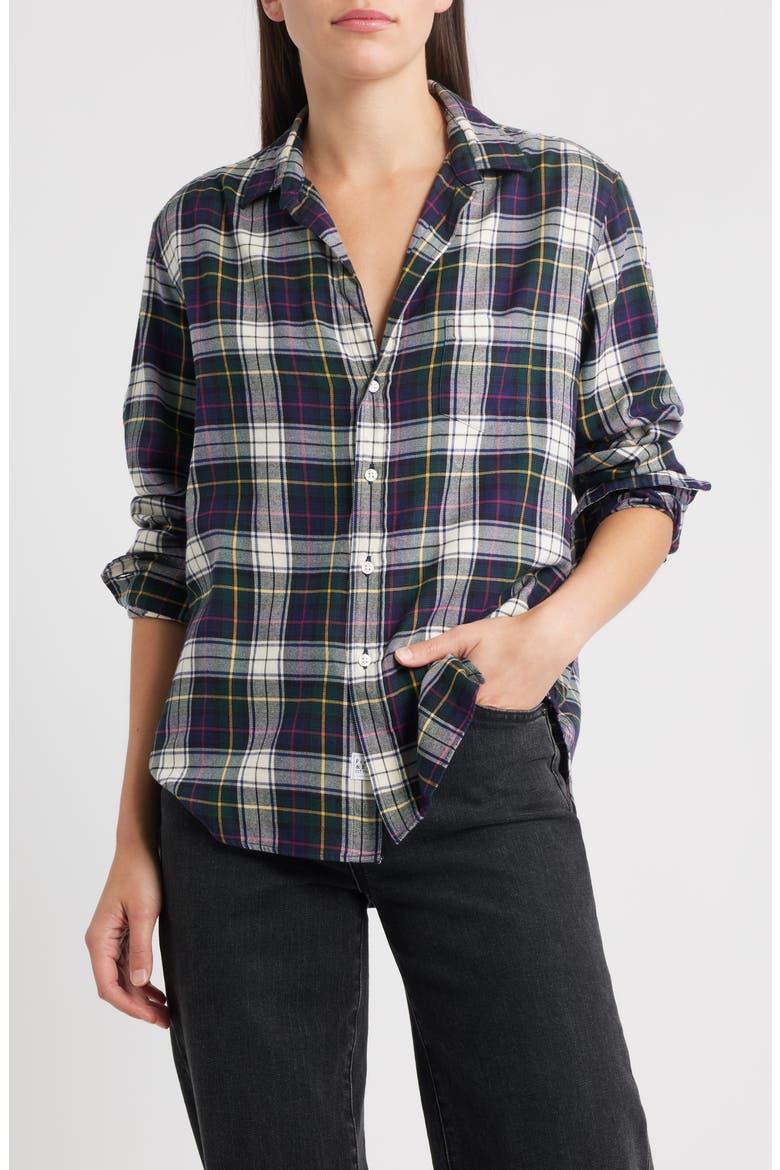 Plaid Relaxed Fit Cotton Button-Up Shirt, Main, color, WHITE NAV RED PLAID