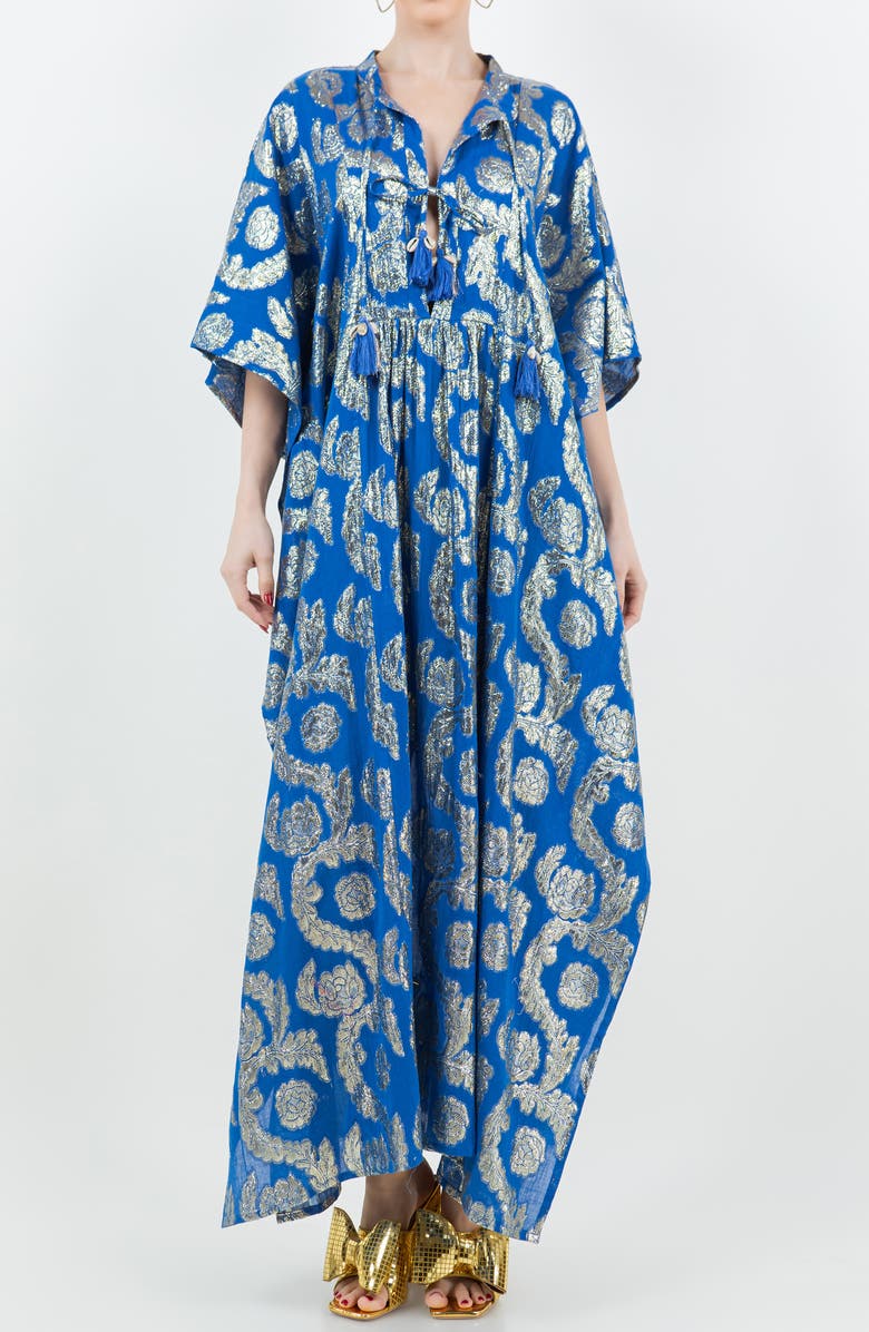 MEGHAN LA Palm Springs Caftan Maxi Dress, Main, color, Ocean Blue