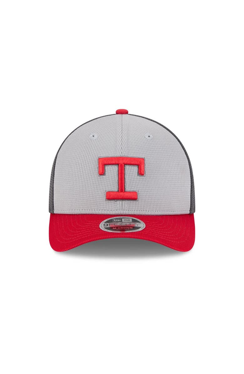 New Era Men's New Era  Gray/Red Texas Rangers 2025 Batting Practice 9FORTY M-Crown Adjustable Hat, Alternate, color, Gray