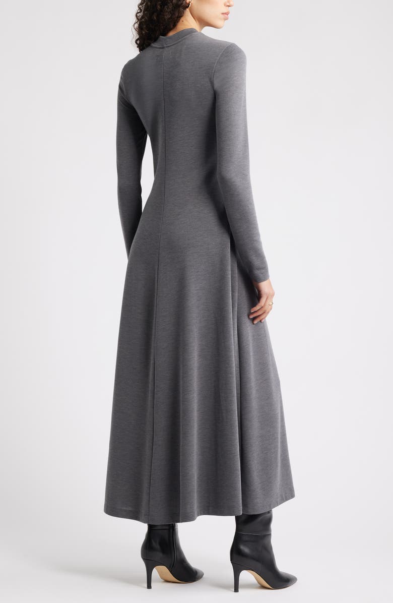 Nordstrom Mock Neck Long Sleeve Maxi Dress, Alternate, color, Grey Charcoal Heather