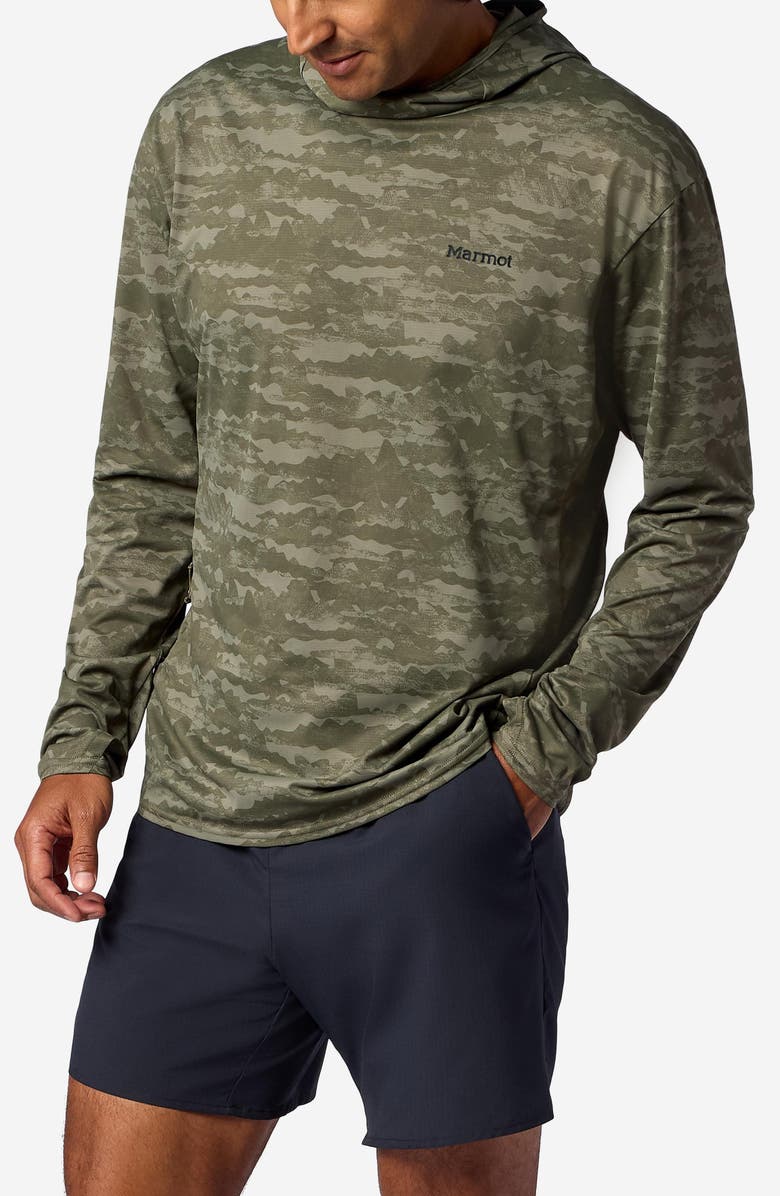 Marmot AirExchange SolarShield UPF Hoodie, Main, color, Olive Grove Lagos
