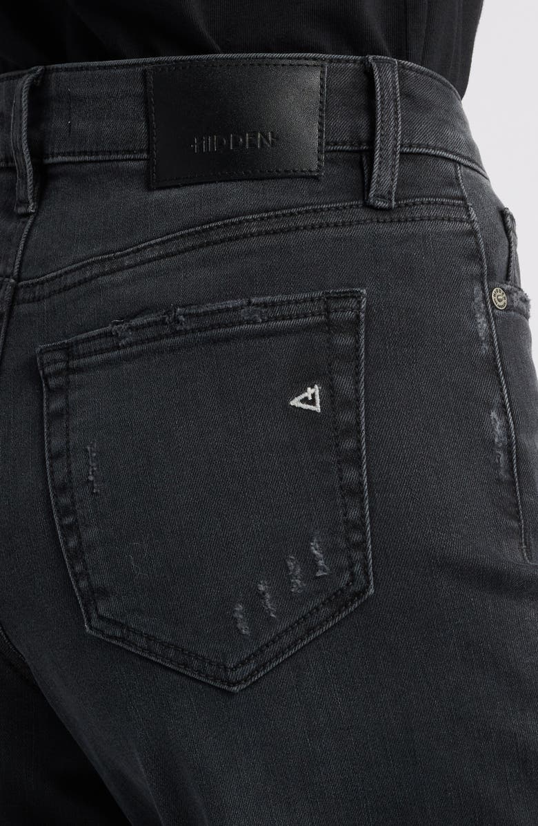 HIDDEN JEANS Raw Hem High Waist Wide Leg Jeans, Alternate, color, Black