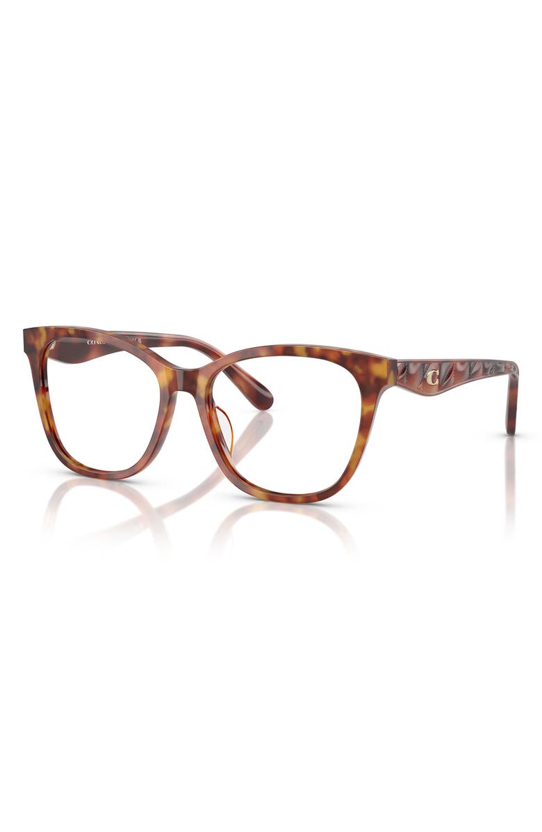 COACH 51mm Square Optical Glasses, Alternate, color, Caramel Tortoise