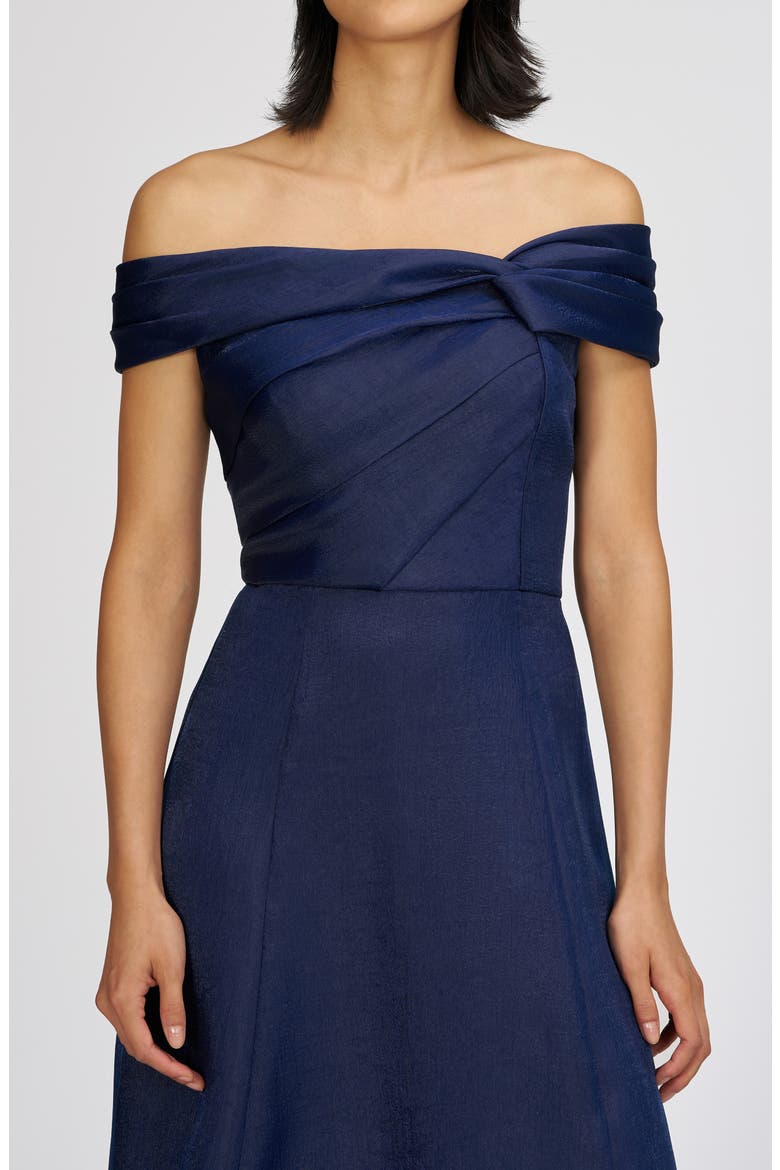 Isadora Off the Shoulder Organza Gown, Alternate, color, NAVY