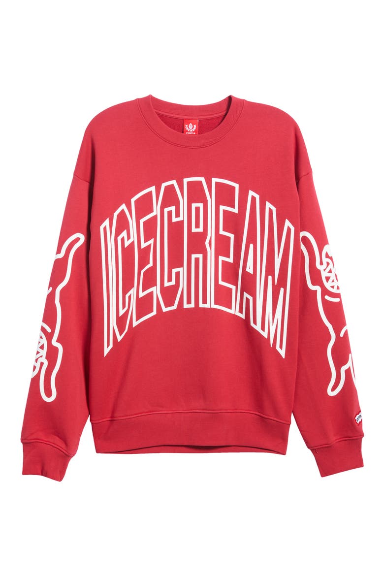Coffee Oversize Cotton Crewneck Sweatshirt, Alternate, color, AMERICAN BEAUTY
