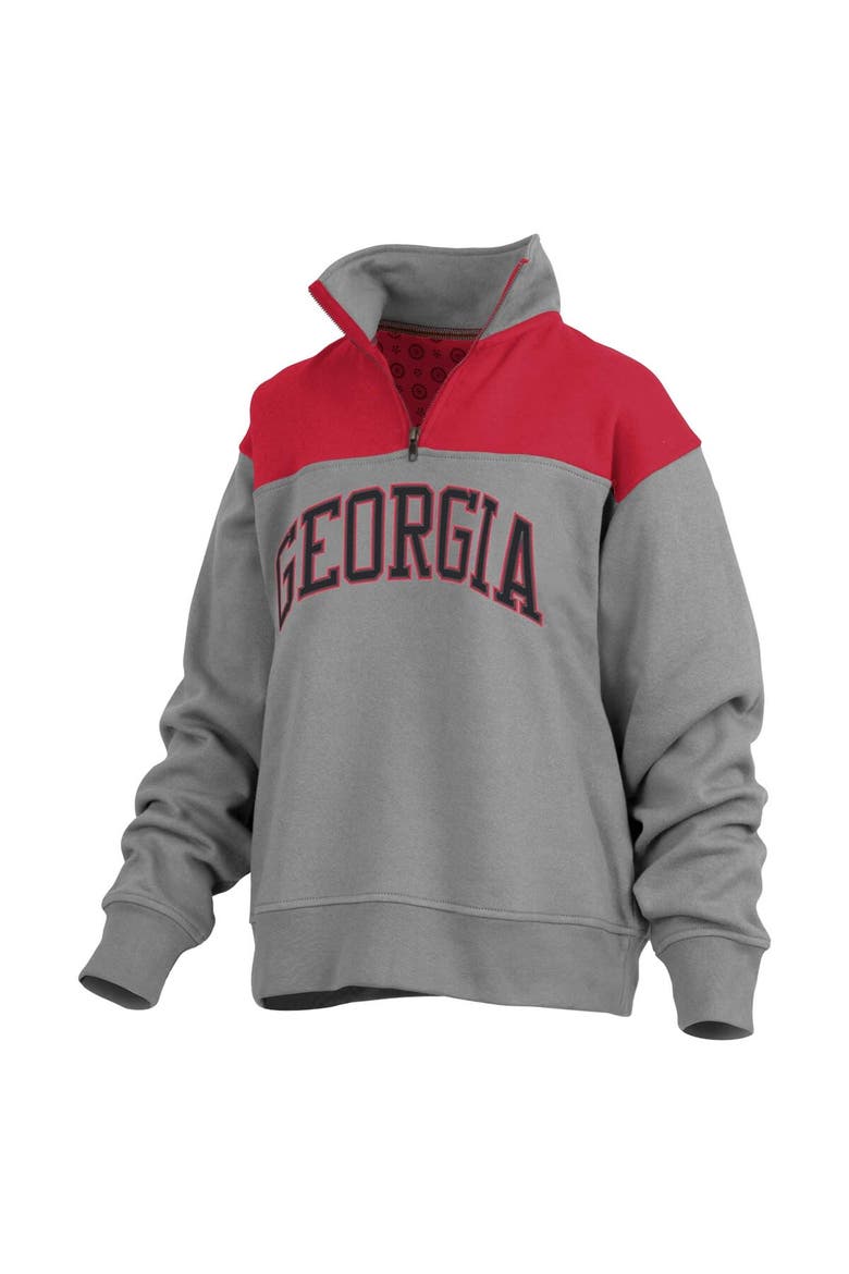 Women's Pressbox Gray Georgia Bulldogs Avon Fleece Quarter-Zip Jacket, Alternate, color, Gray