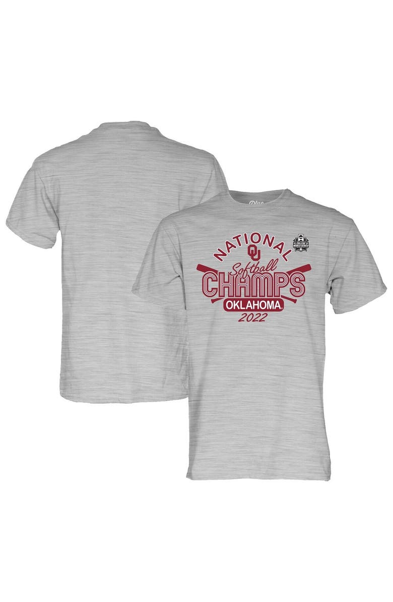 BLUE 84 Men's Blue 84 Heathered Gray Oklahoma Sooners 6-Time NCAA Softball Women's College World Series Champions T-Shirt, Main, color, 