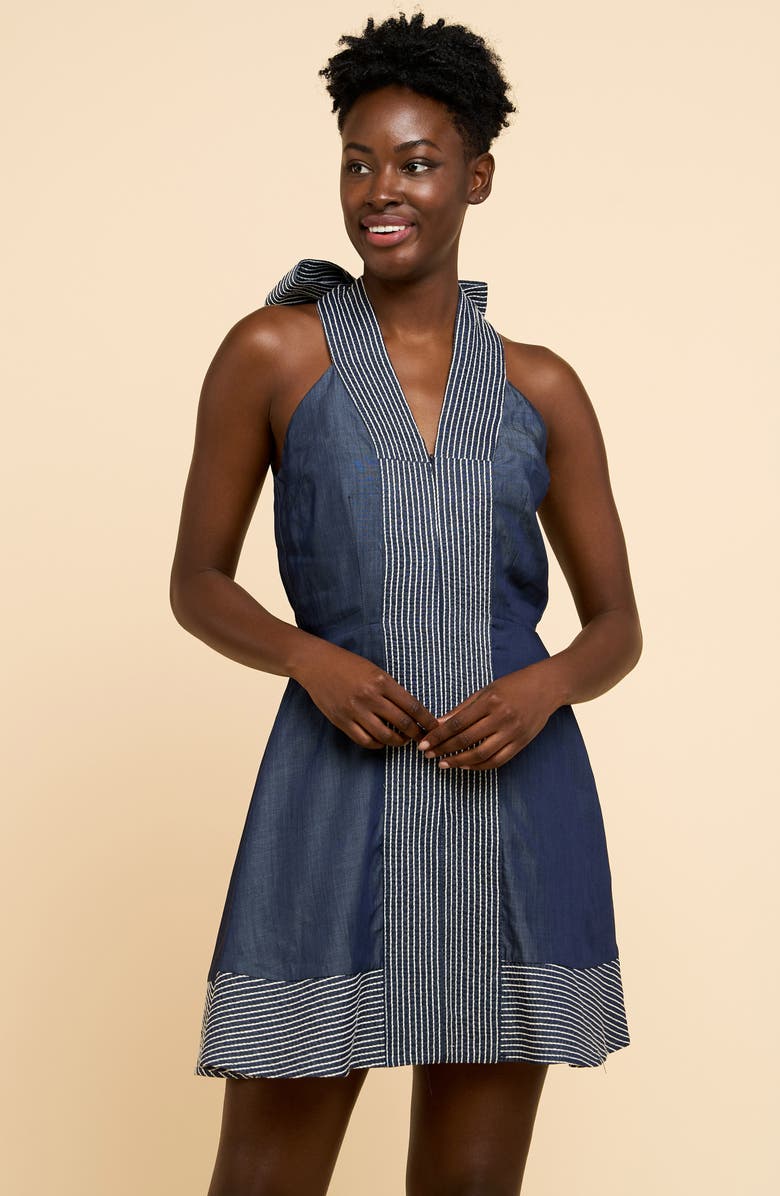 CIEBON Adhara Bow Back Sleeveless Dress, Alternate, color, Blue