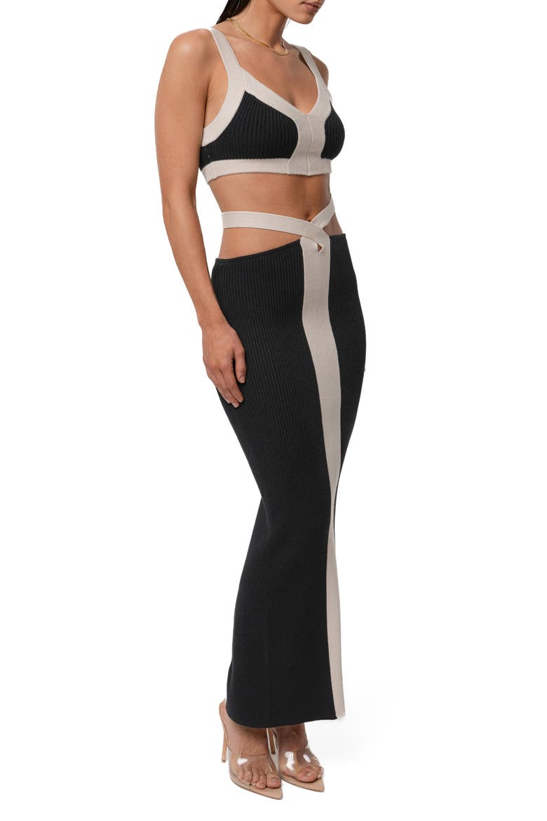 Coastal Drift Crop Top & Skirt Set, Alternate, color, BLACK