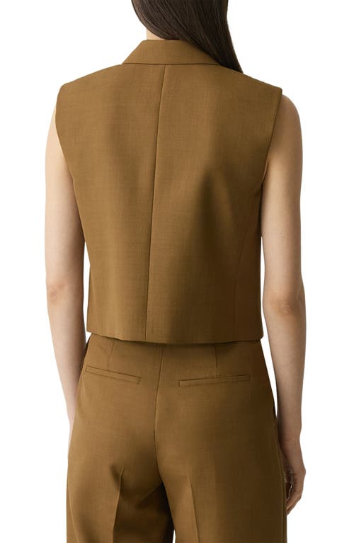 Theory Double Breasted Crop Vest In Brown
