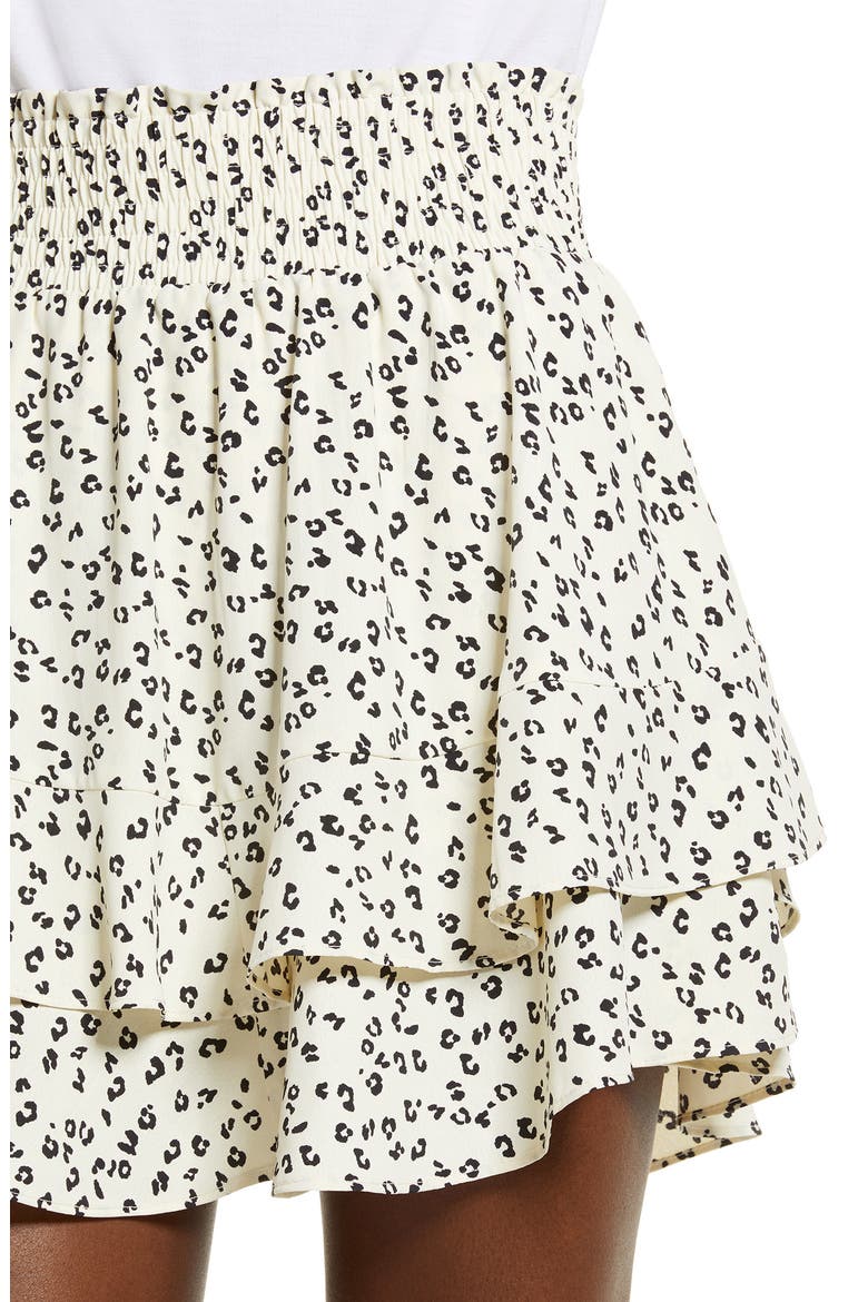 Print Tiered Miniskirt, Alternate, color, CREAM BLACK DOT
