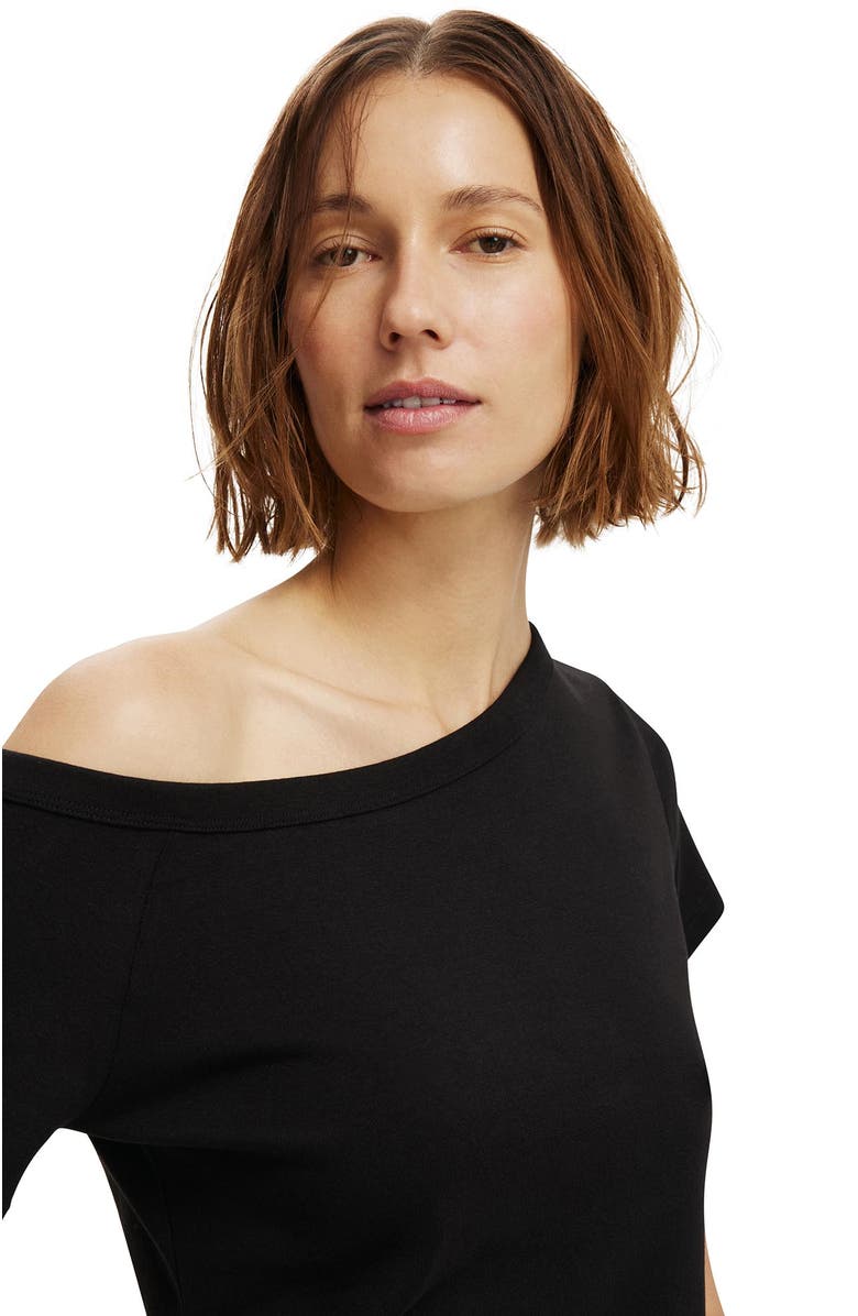 Cotton On Women's Arlie Asymmetric Short Sleeve, Alternate, color, Black