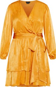 City Chic Twisted Ruffle Long Sleeve Minidress