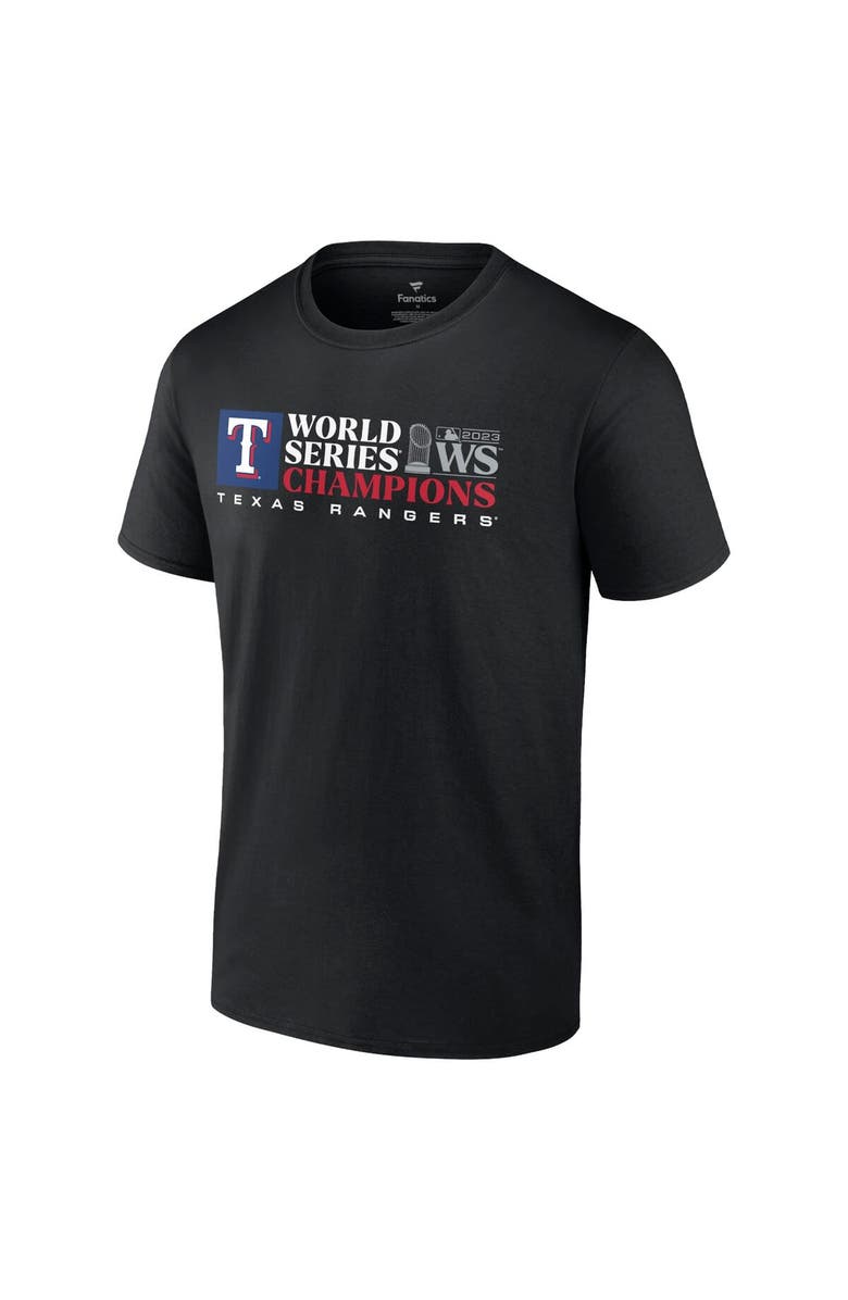 FANATICS Men's Fanatics Branded Black Texas Rangers 2023 World Series Champions Milestone Schedule T-Shirt, Alternate, color, 