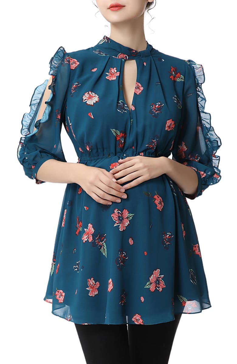 Kimi and Kai Reese Ruffle Maternity Babydoll Top, Main, color,