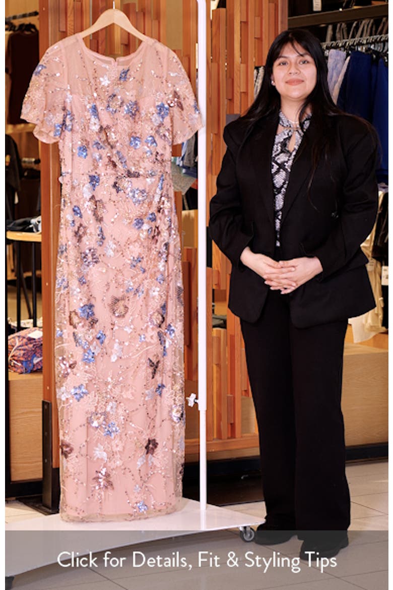 Alisa Sequin Embellished Short Sleeve Column Gown video