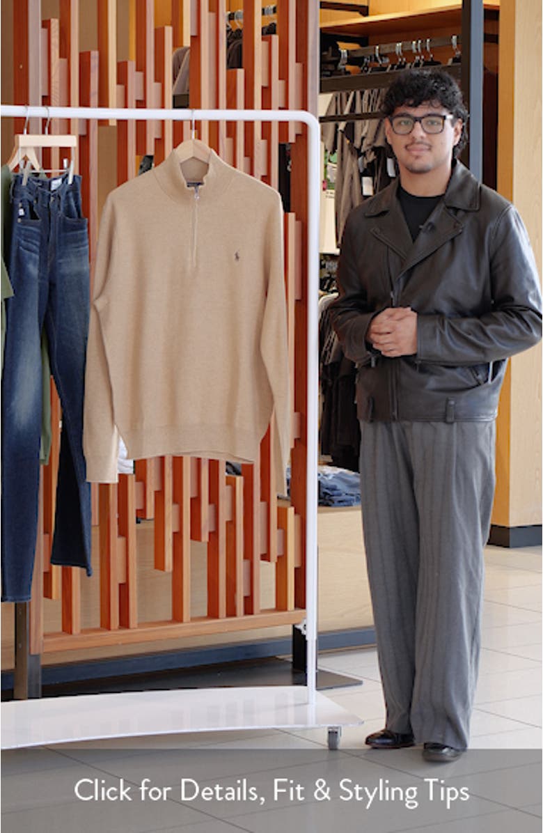 Mesh Knit Cotton Quarter Zip Sweater, sales video thumbnail