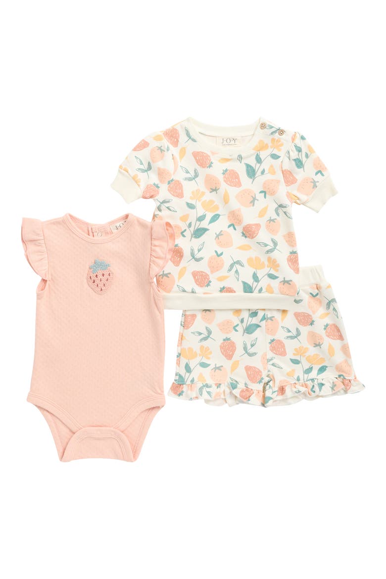Organic Cotton Bodysuit, Top & Shorts Set, Main, color, PINK
