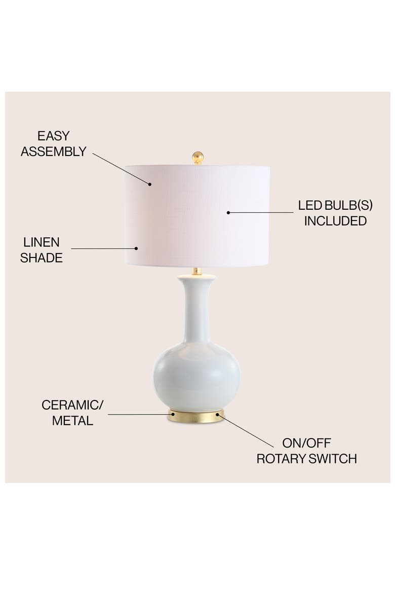 Brussels 27" Contemporary Transitional Ceramic/Metal LED Table Lamp, Alternate, color, White