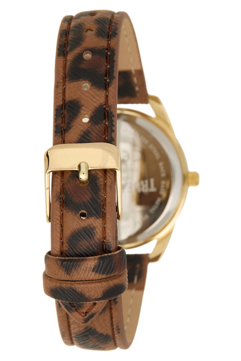 Crystal Faux Leather Strap Watch & Bracelets Set, 34mm, Alternate, color, GOLD