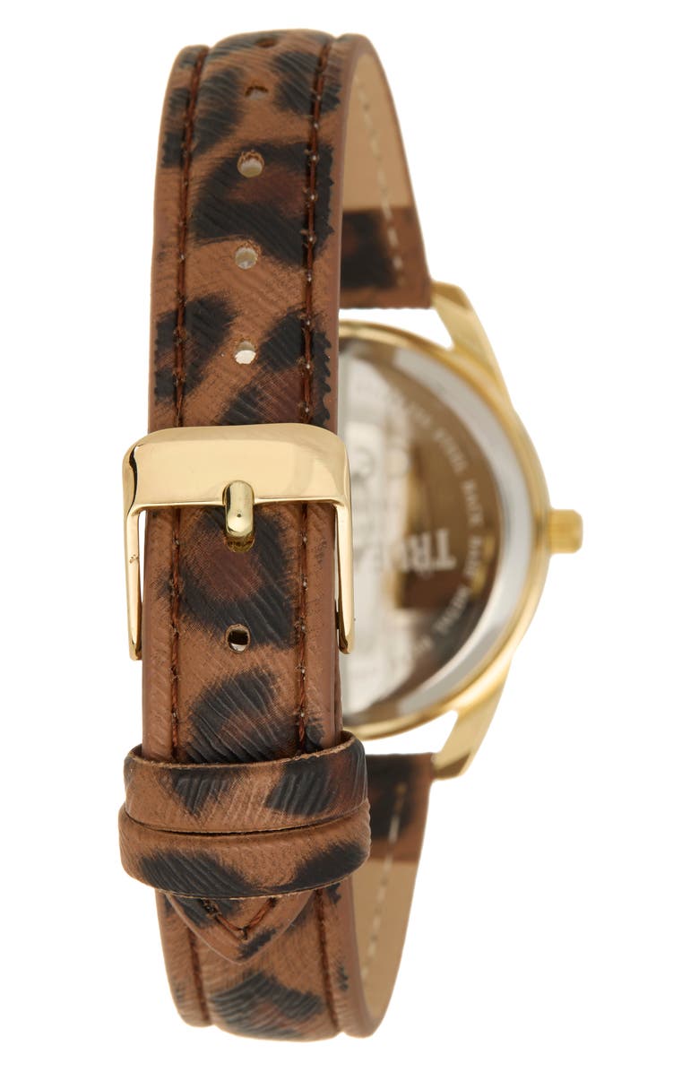 True Religion Crystal Faux Leather Strap Watch & Bracelets Set, 34mm, Alternate, color, Gold