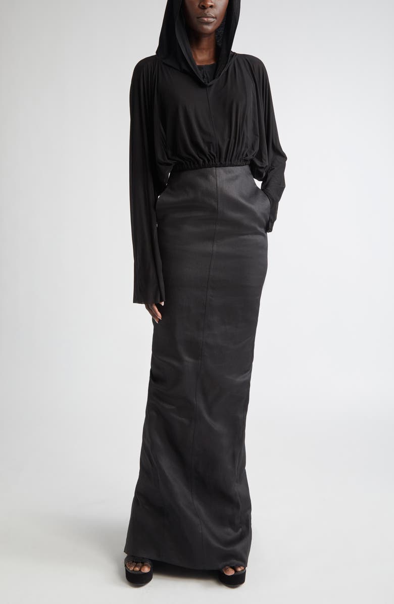 Rick Owens Crop Hoodie, Alternate, color, Black