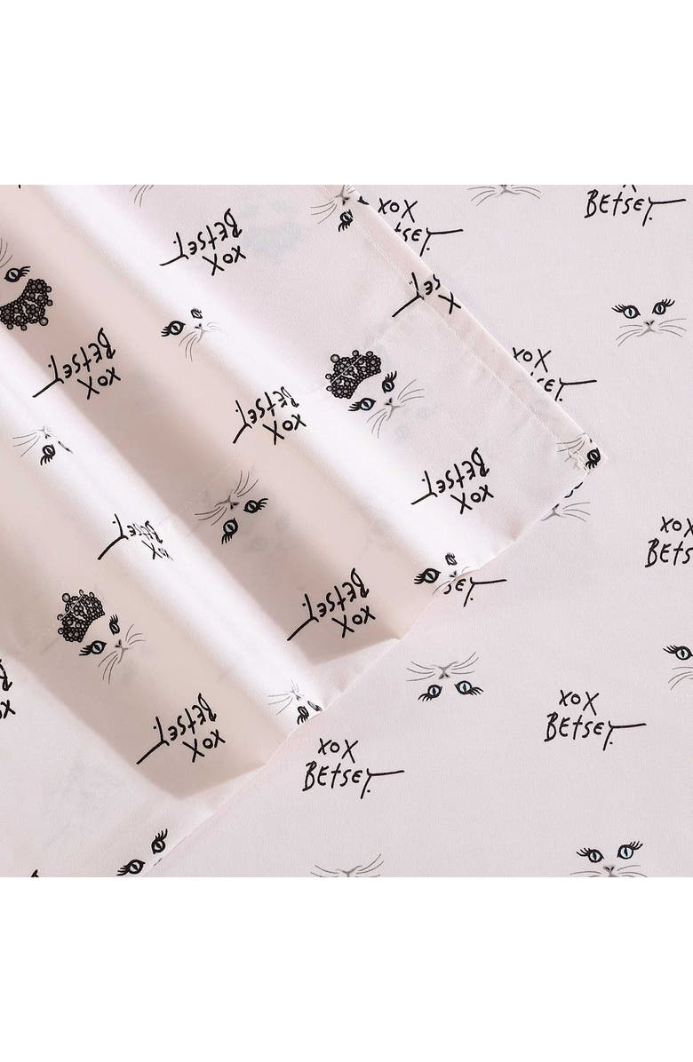 Betsey Johnson XOX Bling Kitty Microfiber Sheet Set, Alternate, color, 