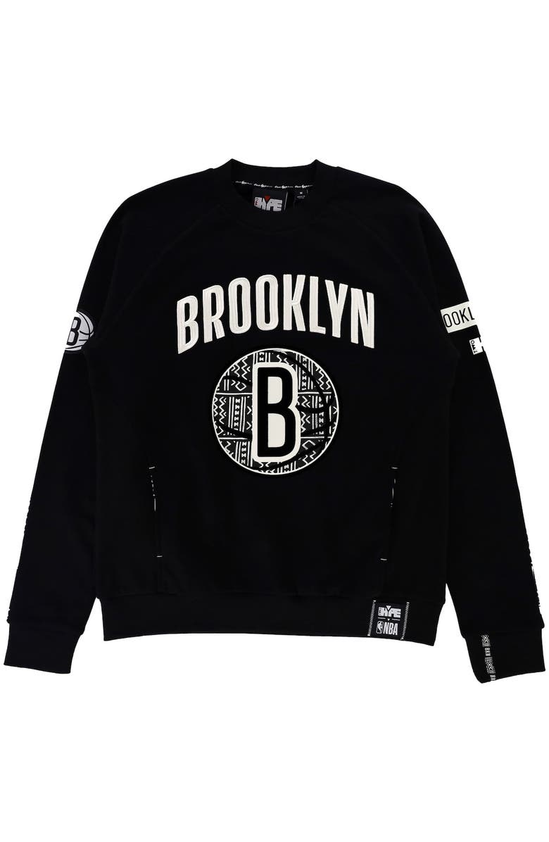Two Hype Unisex NBA x Two Hype Black Brooklyn Nets Culture & Hoops Heavyweight Pullover Sweatshirt, Alternate, color,