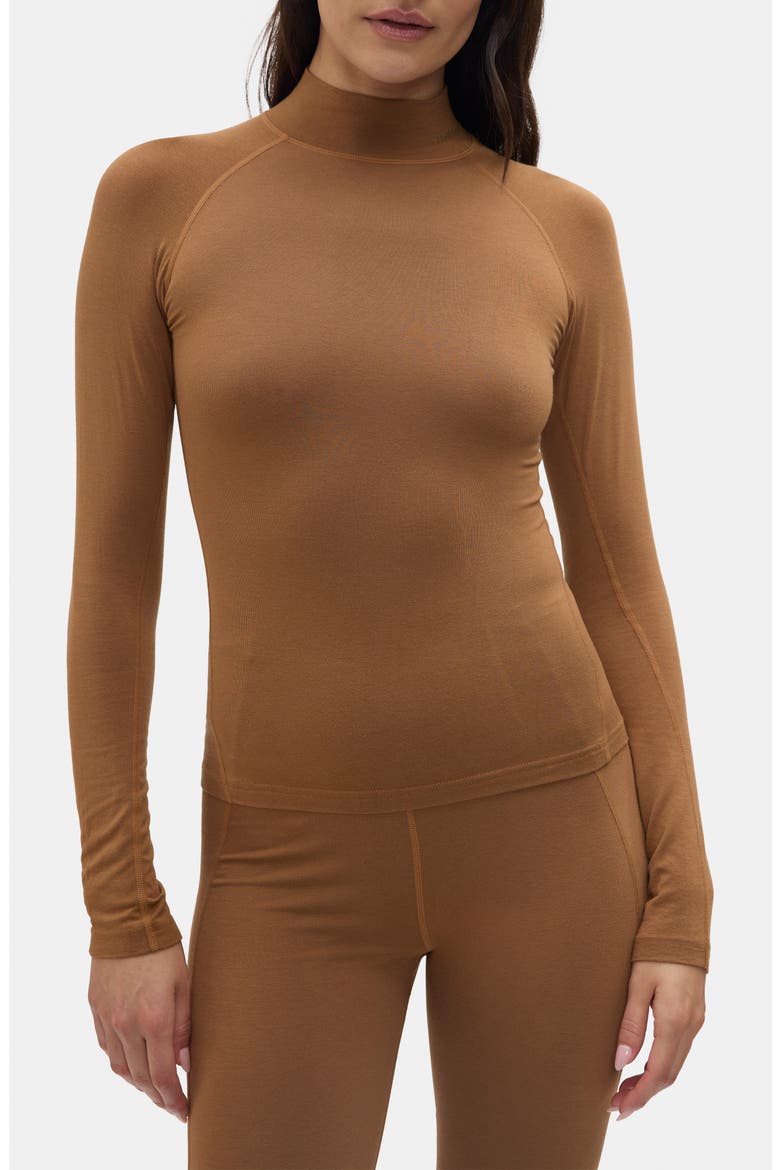 Clare Mock Neck Base Layer Top, Main, color, NUTHATCH