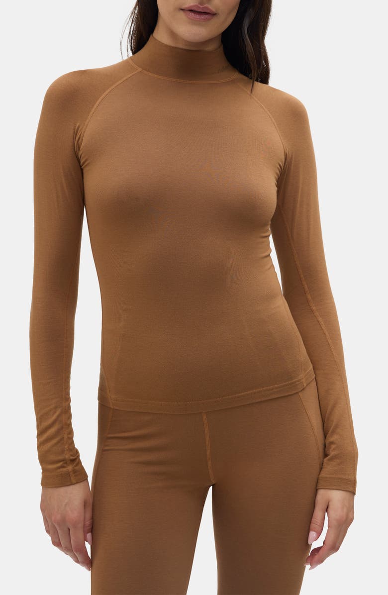 Halfdays Clare Mock Neck Base Layer Top, Main, color, Nuthatch