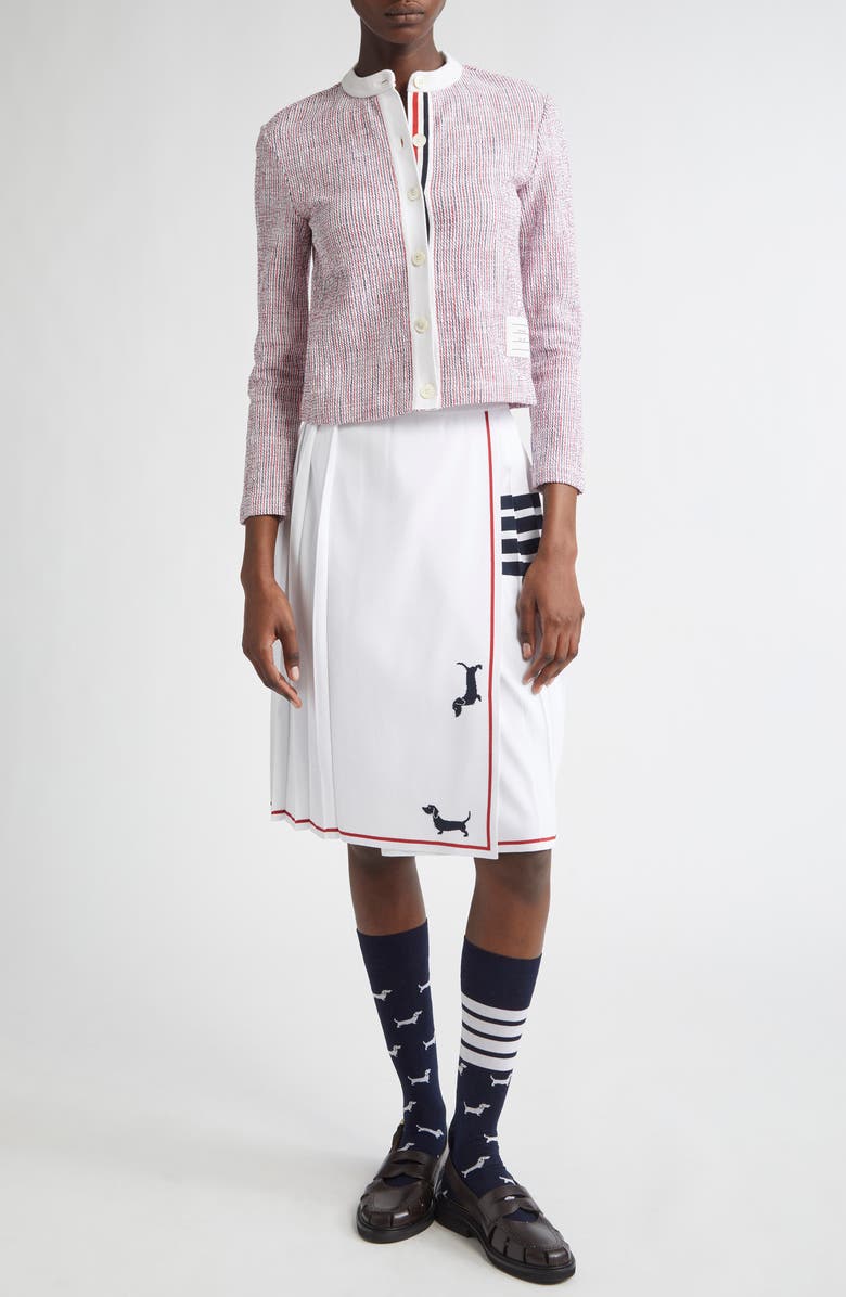 Thom Browne Stripe Tweed Cardigan, Alternate, color, 