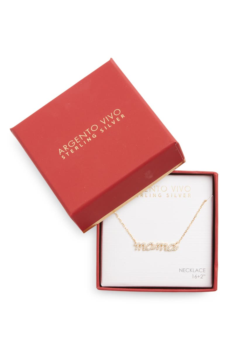 Argento Vivo Sterling Silver Mama Pavé Boxed Necklace, Alternate, color, Gold