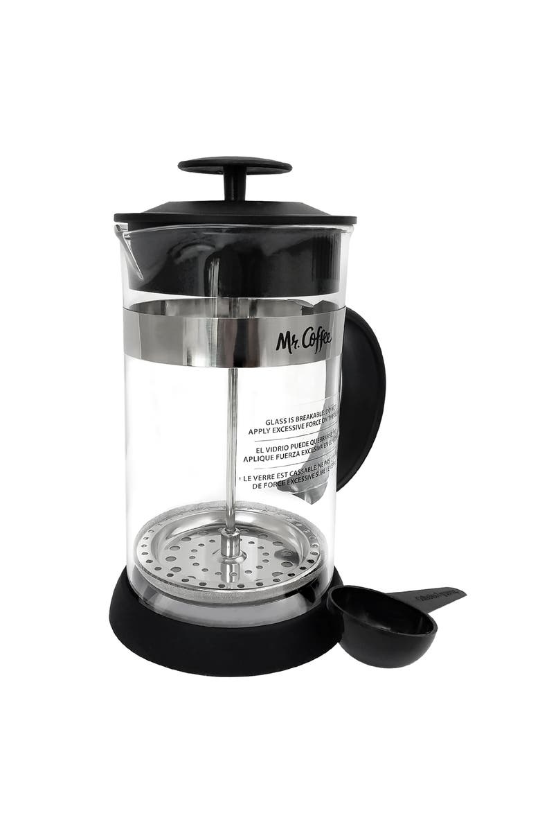 MR COFFEE Cafe Oasis 32 Ounce Quart Glass Body French Press Coffee Maker, Main, color, Black