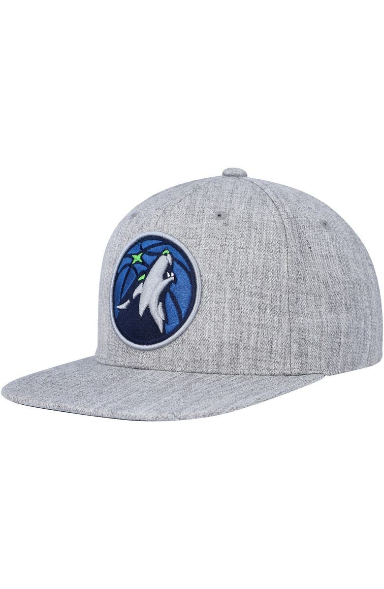 Mitchell & Ness Men's Mitchell & Ness Heather Gray Minnesota Timberwolves Hardwood Classics 2.0 Snapback Hat, Main, color,