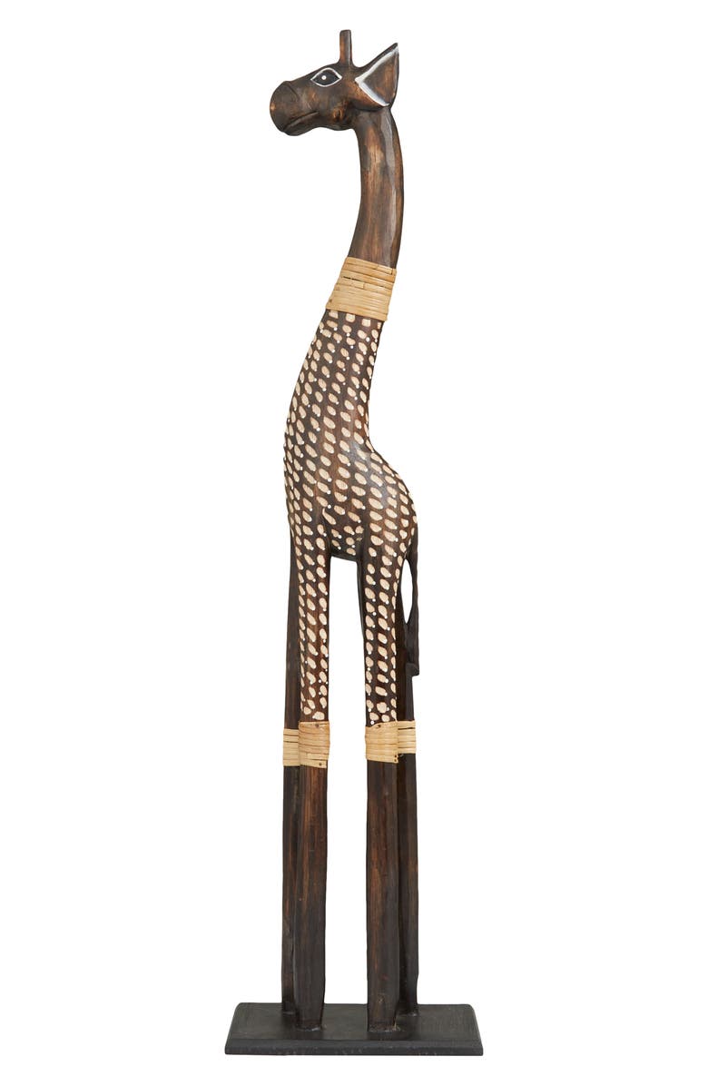 GINGER BIRCH STUDIO Dark Brown Wood Bohemian Giraffe Sculpture, Alternate, color, 