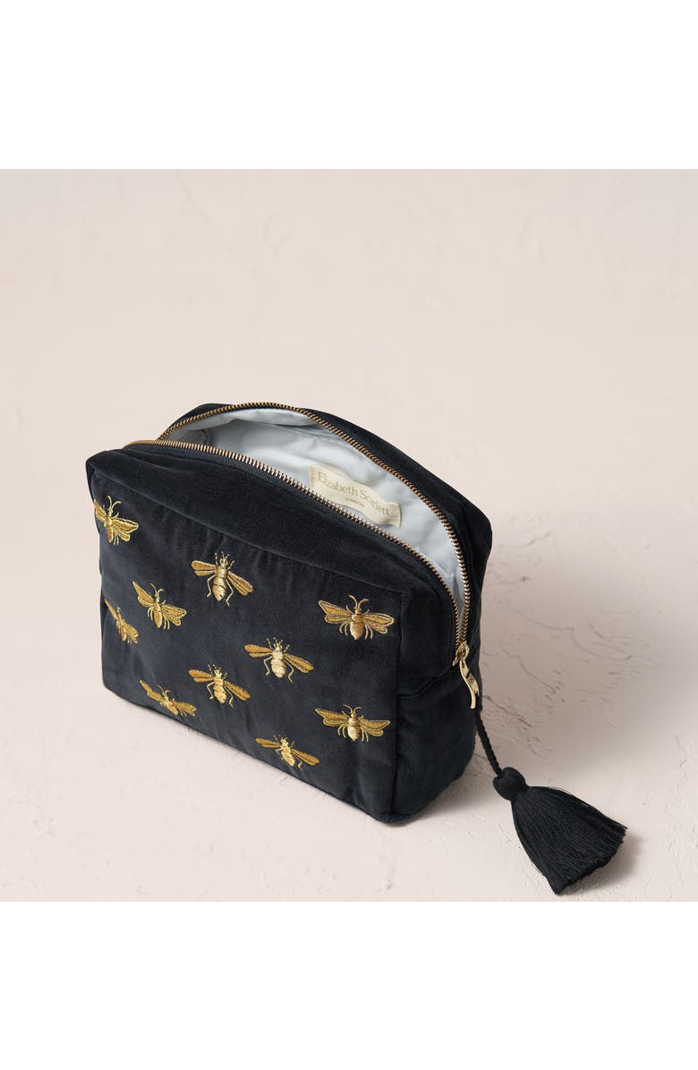 Elizabeth Scarlett Honey Bee Velvet Wash Bag, Alternate, color,