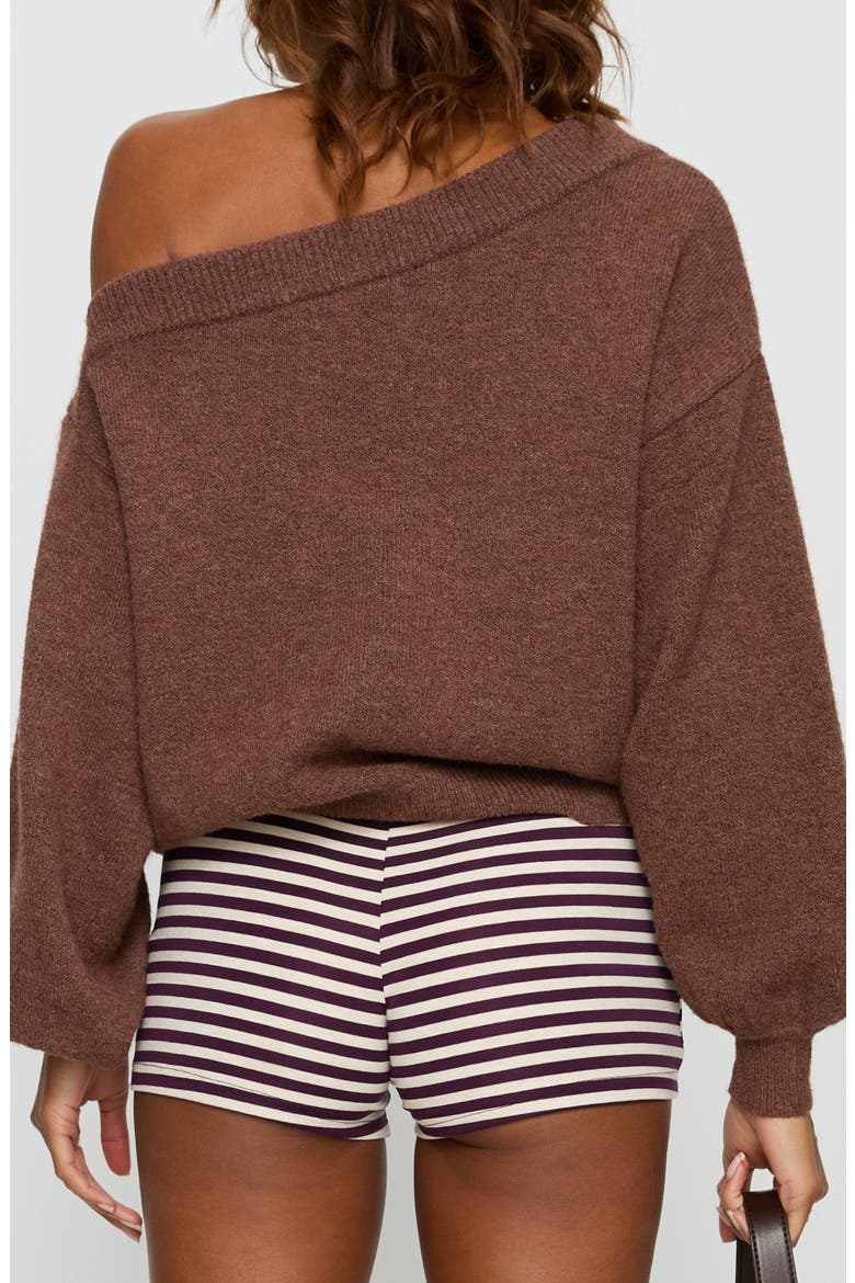 Noble One-Shoulder Sweater, Alternate, color, CHOCOLATE