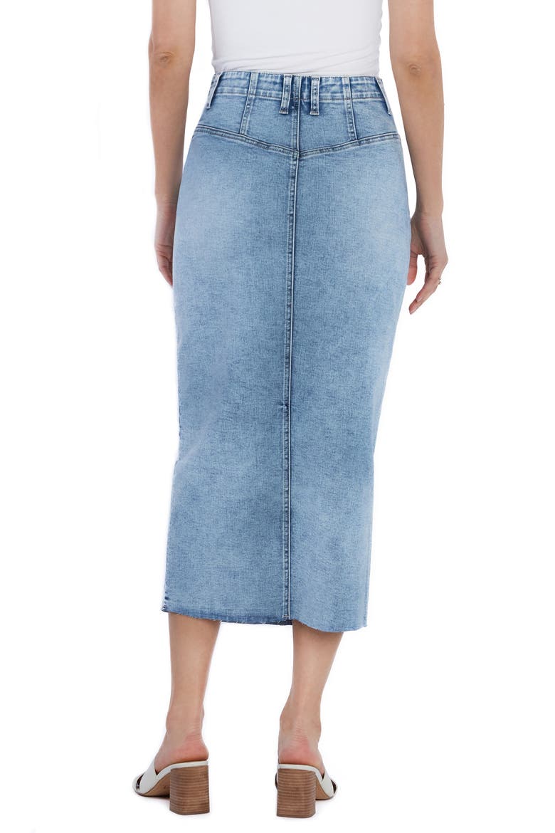 Asymmetric Waist Denim Midi Skirt, Alternate, color, MIST BLUE